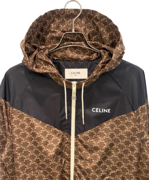 CELINE（セリーヌ）CELINE (セリーヌ) トリオンフモノグラムナイロンフーデッドブルゾン ブラウン サイズ:46の古着・服飾アイテム