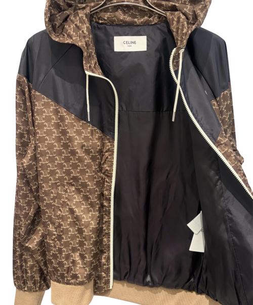 CELINE（セリーヌ）CELINE (セリーヌ) トリオンフモノグラムナイロンフーデッドブルゾン ブラウン サイズ:46の古着・服飾アイテム