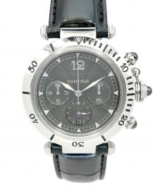 Cartier（カルティエ）の古着「Pasha de Cartier Chronogragh パシャ ドゥ カルティエ クロノグラフ Ref.W3105155 38mm 黒文字盤」｜ブラックダイヤル