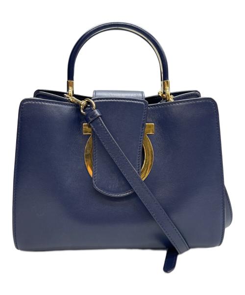 Salvatore Ferragamo（サルヴァトーレ フェラガモ）Salvatore Ferragamo (サルヴァトーレ フェラガモ) 2WAYショルダーバッグ ネイビーの古着・服飾アイテム