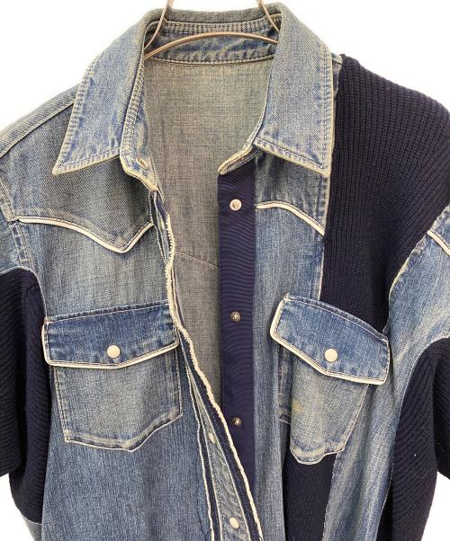 sacai（サカイ）sacai (サカイ) デニム×ニット ドッキングワンピース インディゴ サイズ:Sの古着・服飾アイテム