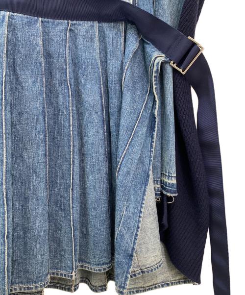 sacai（サカイ）sacai (サカイ) デニム×ニット ドッキングワンピース インディゴ サイズ:Sの古着・服飾アイテム