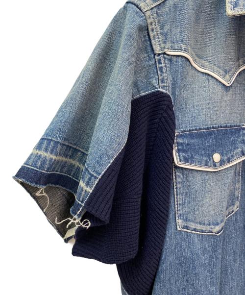 sacai（サカイ）sacai (サカイ) デニム×ニット ドッキングワンピース インディゴ サイズ:Sの古着・服飾アイテム
