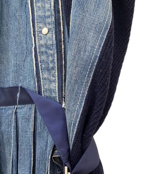 sacai（サカイ）sacai (サカイ) デニム×ニット ドッキングワンピース インディゴ サイズ:Sの古着・服飾アイテム