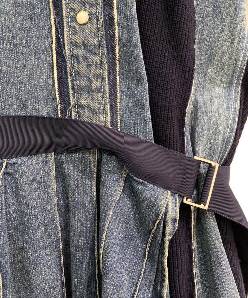 sacai（サカイ）sacai (サカイ) デニム×ニット ドッキングワンピース インディゴ サイズ:Sの古着・服飾アイテム