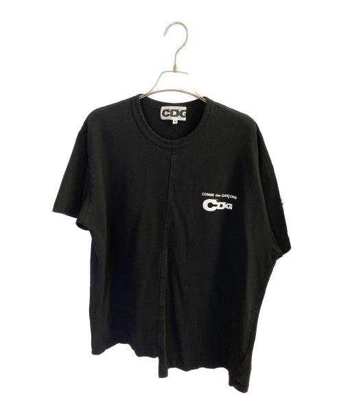CDG（シーディージー）CDG (シーディージー) アシンメトリープリントTシャツ ブラック サイズ:Ｍの古着・服飾アイテム