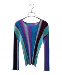 PLEATS PLEASE（プリーツプリーズ）の古着「プリーツ長袖カットソー」｜スカイブルー