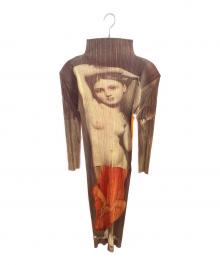 PLEATS PLEASE（プリーツプリーズ）の古着「プリーツロングワンピース」｜オレンジ