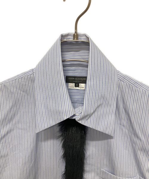 COMME des GARCONS HOMME PLUS（コムデギャルソンオムプリュス）COMME des GARCONS HOMME PLUS (コムデギャルソンオムプリュス) ファーデザインシャツ ブルー サイズ:Sの古着・服飾アイテム