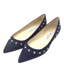 JIMMY CHOO（ジミーチュウ）の古着「スウェードフラットシューズ」｜ネイビー
