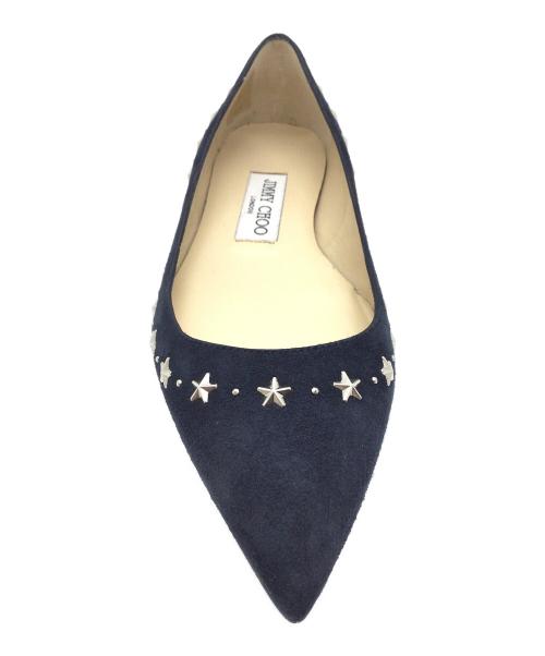 JIMMY CHOO（ジミーチュウ）JIMMY CHOO (ジミーチュウ) スウェードフラットシューズ ネイビー サイズ:351/2の古着・服飾アイテム