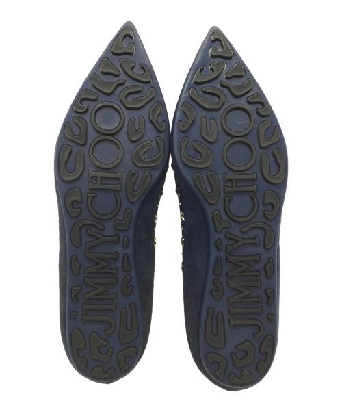 JIMMY CHOO（ジミーチュウ）JIMMY CHOO (ジミーチュウ) スウェードフラットシューズ ネイビー サイズ:351/2の古着・服飾アイテム