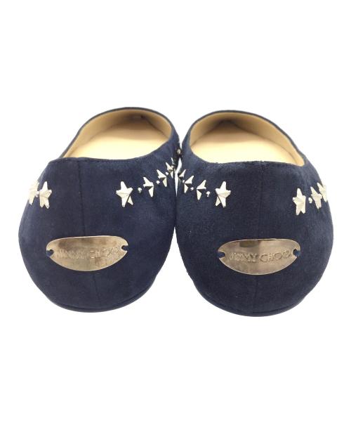 JIMMY CHOO（ジミーチュウ）JIMMY CHOO (ジミーチュウ) スウェードフラットシューズ ネイビー サイズ:351/2の古着・服飾アイテム