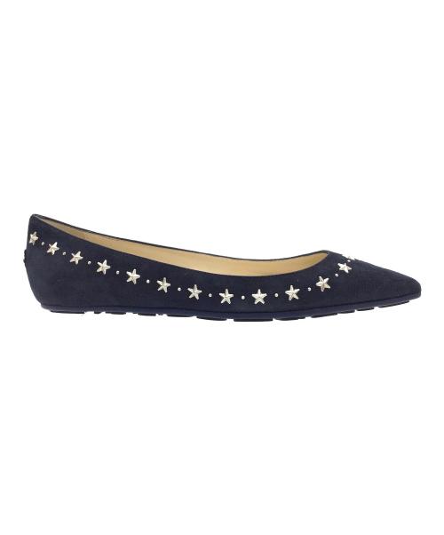 JIMMY CHOO（ジミーチュウ）JIMMY CHOO (ジミーチュウ) スウェードフラットシューズ ネイビー サイズ:351/2の古着・服飾アイテム