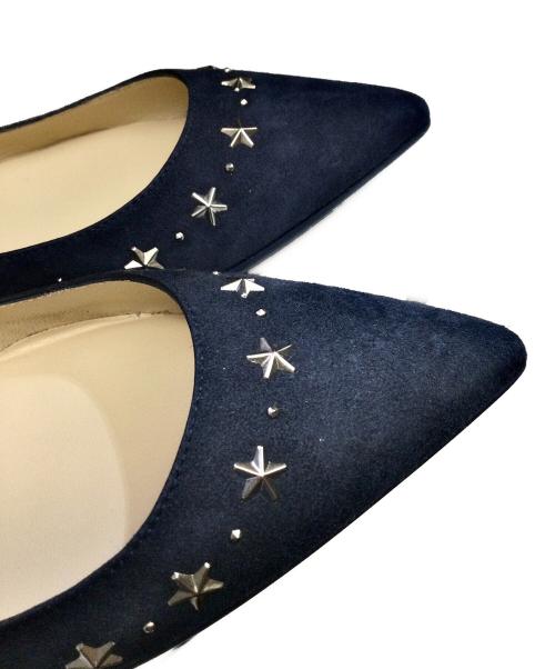 JIMMY CHOO（ジミーチュウ）JIMMY CHOO (ジミーチュウ) スウェードフラットシューズ ネイビー サイズ:351/2の古着・服飾アイテム