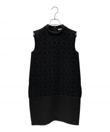 CELINE（セリーヌ）の古着「ジャガードノースリーブワンピース」｜ブラック