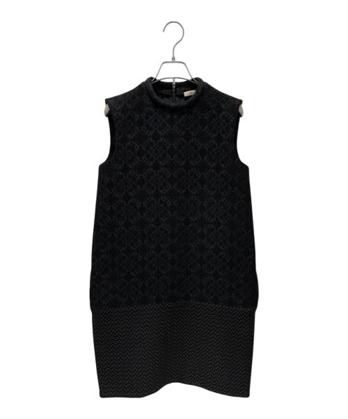 CELINE（セリーヌ）CELINE (セリーヌ) ジャガードノースリーブワンピース ブラック サイズ:34の古着・服飾アイテム