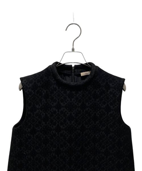 CELINE（セリーヌ）CELINE (セリーヌ) ジャガードノースリーブワンピース ブラック サイズ:34の古着・服飾アイテム