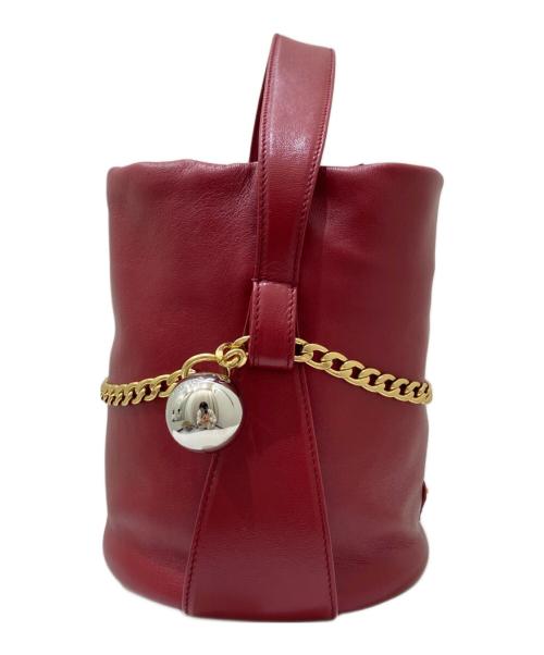 PRADA（プラダ）PRADA (プラダ) プチ サックRe-Nylon xナッパレザーミニバケットバッグ レッドの古着・服飾アイテム