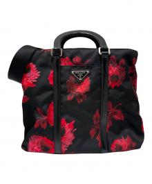 PRADA（プラダ）の古着「花柄2WAYショルダーバッグ」｜ブラック×レッド