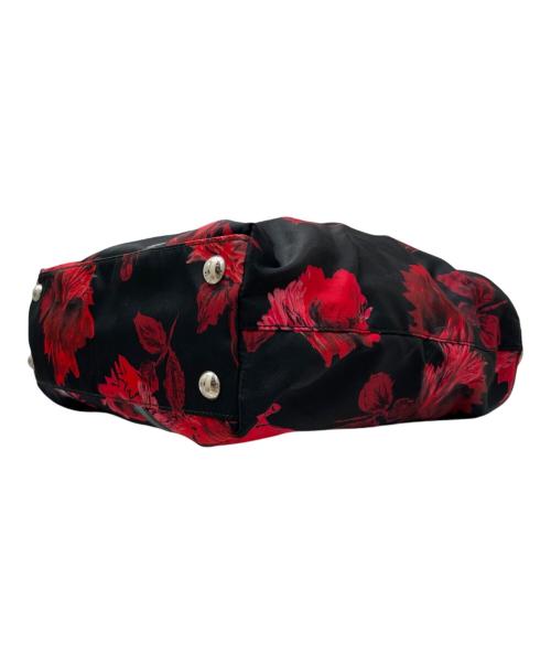PRADA（プラダ）PRADA (プラダ) 花柄2WAYショルダーバッグ ブラック×レッドの古着・服飾アイテム