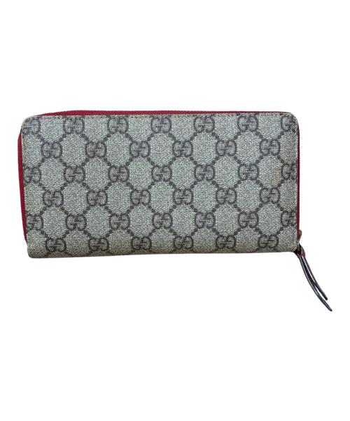 GUCCI（グッチ）GUCCI (グッチ) GUCCI/GGスプリームハートスネーク/ラウンドファスナー長財布/456863 ベージュ×レッド サイズ:-の古着・服飾アイテム