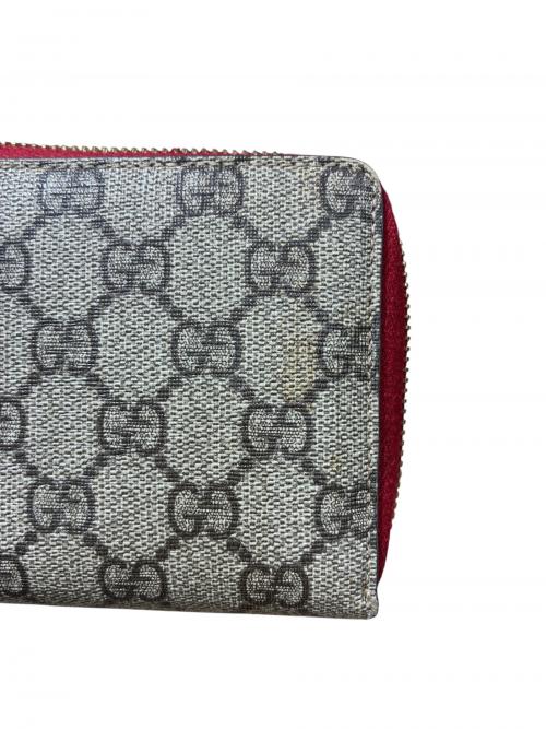 GUCCI（グッチ）GUCCI (グッチ) GUCCI/GGスプリームハートスネーク/ラウンドファスナー長財布/456863 ベージュ×レッド サイズ:-の古着・服飾アイテム
