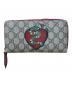 GUCCI（グッチ）の古着「GUCCI/GGスプリームハートスネーク/ラウンドファスナー長財布/456863」｜ベージュ×レッド