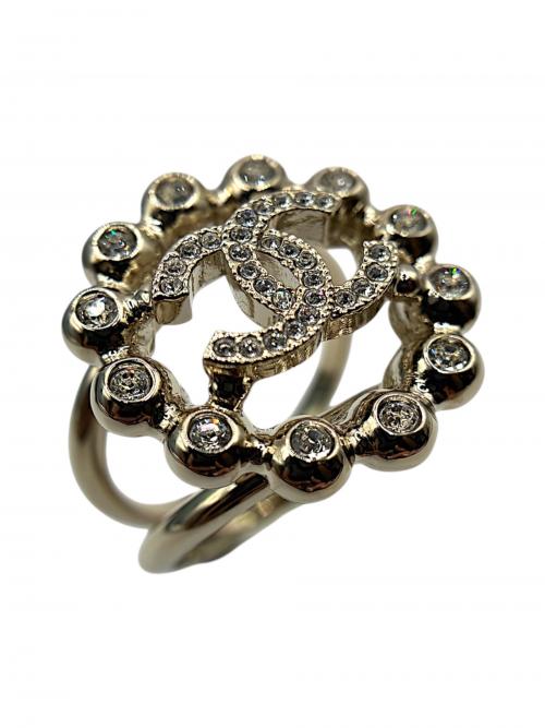 CHANEL（シャネル）CHANEL (シャネル) ココマークサークルラインストーンリング/ABF484 B19984 ゴールド サイズ:54(14号)の古着・服飾アイテム