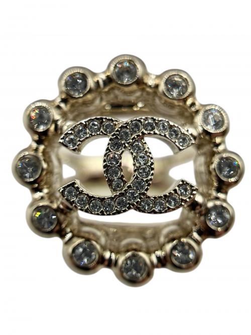 CHANEL（シャネル）CHANEL (シャネル) ココマークサークルラインストーンリング/ABF484 B19984 ゴールド サイズ:54(14号)の古着・服飾アイテム