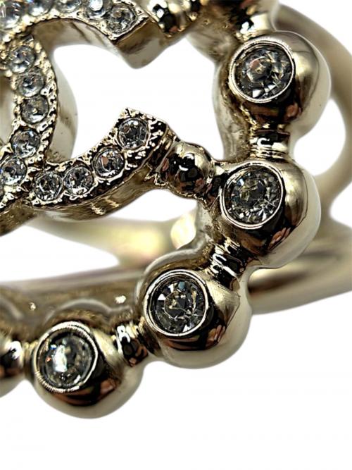 CHANEL（シャネル）CHANEL (シャネル) ココマークサークルラインストーンリング/ABF484 B19984 ゴールド サイズ:54(14号)の古着・服飾アイテム
