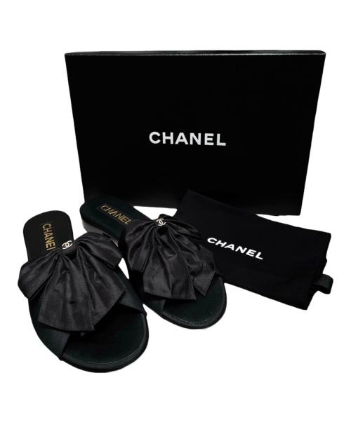 CHANEL（シャネル）CHANEL (シャネル) リボンミュール/サンダル ブラック サイズ:37.5の古着・服飾アイテム
