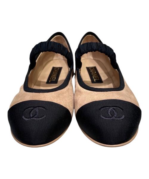 CHANEL（シャネル）CHANEL (シャネル) メリージェーン/フラットパンプス ベージュ×ブラック サイズ:37 1/2の古着・服飾アイテム