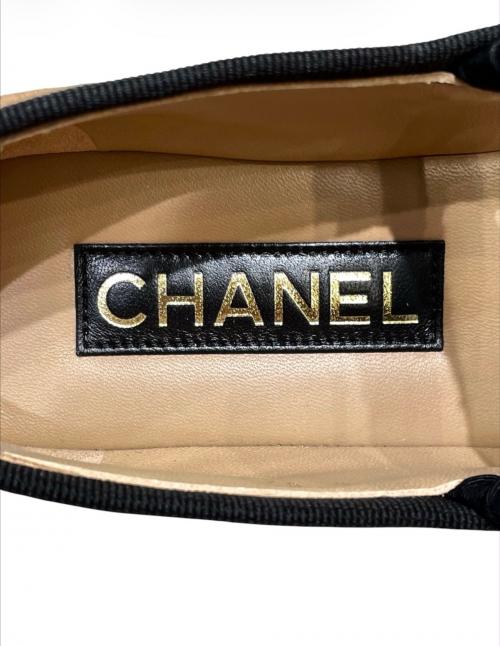 CHANEL（シャネル）CHANEL (シャネル) メリージェーン/フラットパンプス ベージュ×ブラック サイズ:37 1/2の古着・服飾アイテム