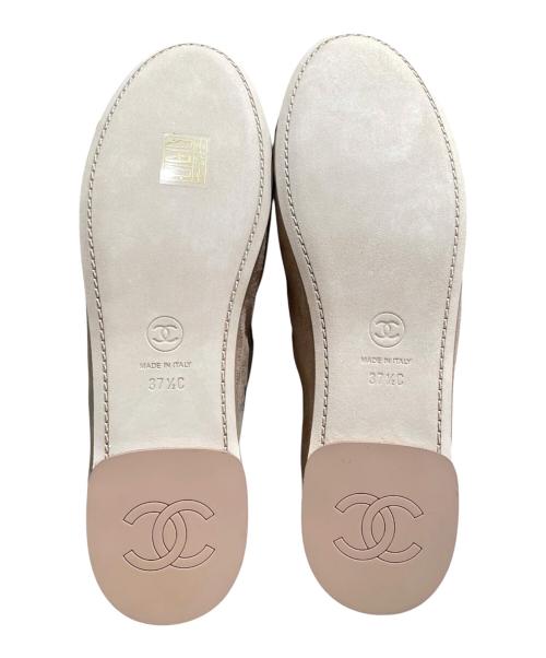 CHANEL（シャネル）CHANEL (シャネル) メリージェーン/フラットパンプス ベージュ×ブラック サイズ:37 1/2の古着・服飾アイテム