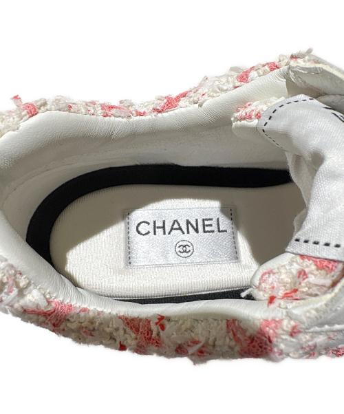 CHANEL（シャネル）CHANEL (シャネル) ココマークツイードスニーカー ホワイト×ピンク サイズ:37 1/2の古着・服飾アイテム