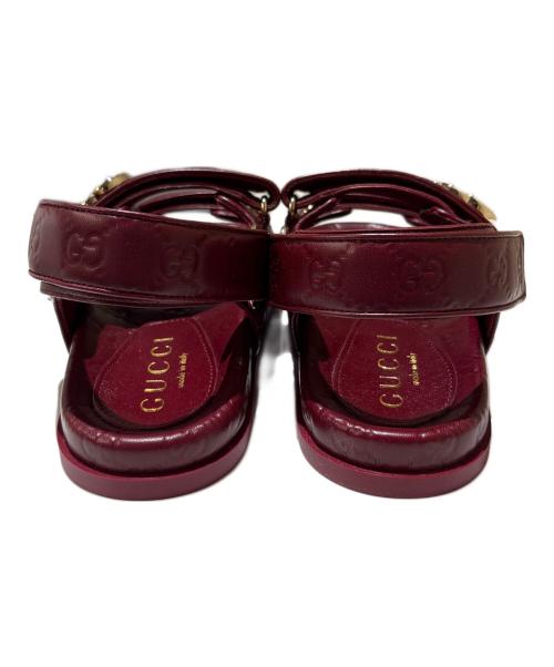 GUCCI（グッチ）GUCCI (グッチ) GGレザーサンダル ボルドー サイズ:38の古着・服飾アイテム
