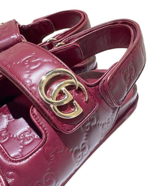 GUCCI（グッチ）GUCCI (グッチ) GGレザーサンダル ボルドー サイズ:38の古着・服飾アイテム