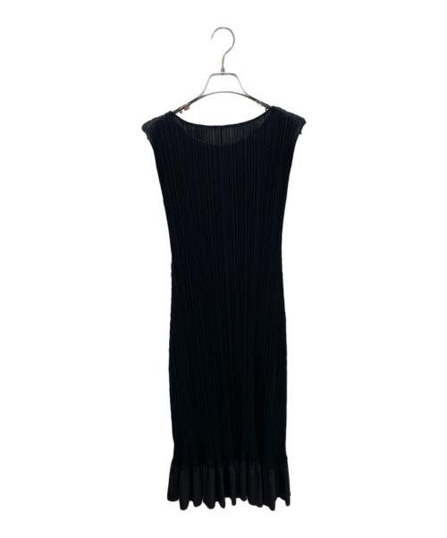 PLEATS PLEASE（プリーツプリーズ）PLEATS PLEASE (プリーツプリーズ) 裾フリルプリーツワンピース ブラック サイズ:4の古着・服飾アイテム