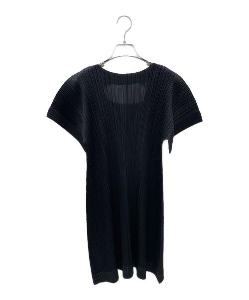 PLEATS PLEASE（プリーツプリーズ）PLEATS PLEASE (プリーツプリーズ) 深Vネックプリーツワンピース ブラック サイズ:3の古着・服飾アイテム