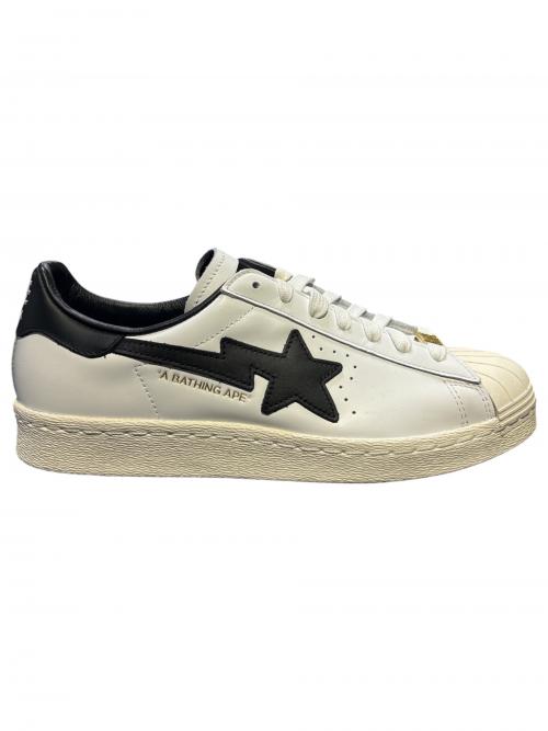 adidas（アディダス）adidas (アディダス) BAPE BY A BATHING APE (ベイプバイアベイシングエイプ) Superstar 80s ホワイト サイズ:25.5 未使用品の古着・服飾アイテム