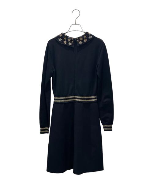 VALENTINO（ヴァレンティノ）VALENTINO (ヴァレンティノ) チュールカラーニットワンピース ブラック サイズ:Mの古着・服飾アイテム