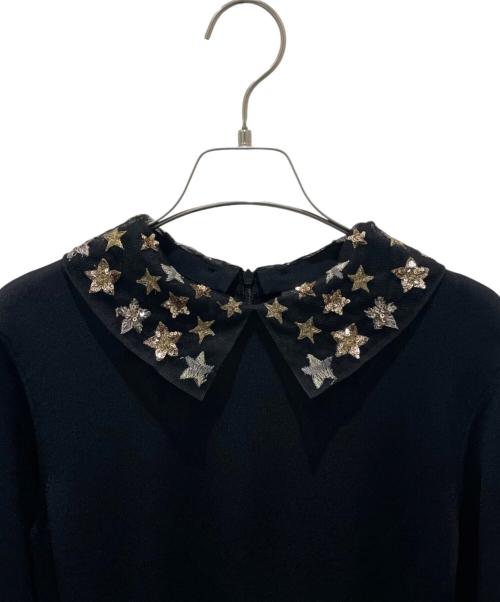 VALENTINO（ヴァレンティノ）VALENTINO (ヴァレンティノ) チュールカラーニットワンピース ブラック サイズ:Mの古着・服飾アイテム