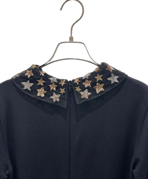 VALENTINO（ヴァレンティノ）VALENTINO (ヴァレンティノ) チュールカラーニットワンピース ブラック サイズ:Mの古着・服飾アイテム