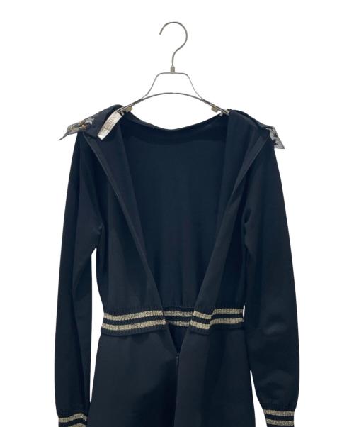 VALENTINO（ヴァレンティノ）VALENTINO (ヴァレンティノ) チュールカラーニットワンピース ブラック サイズ:Mの古着・服飾アイテム