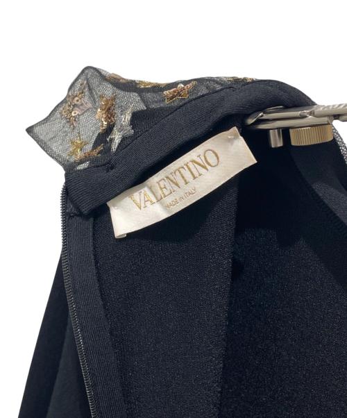 VALENTINO（ヴァレンティノ）VALENTINO (ヴァレンティノ) チュールカラーニットワンピース ブラック サイズ:Mの古着・服飾アイテム