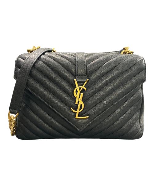Saint Laurent Paris（サンローランパリ）Saint Laurent Paris (サンローランパリ) チェーンショルダーバッグ ブラック×ゴールド サイズ:ミディアムの古着・服飾アイテム