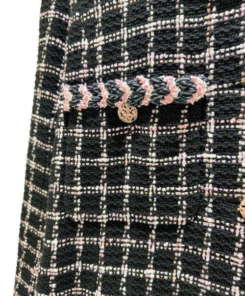 CHANEL（シャネル）CHANEL (シャネル) 24AW LOOK30 Coco Tweed Coat/ココツイードコート/P77290V68948 ブラック×ピンク サイズ:36の古着・服飾アイテム