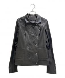 CHANELシャネル）の古着「Camellia Leather Jacket/カメリアレザージャケット/P38721C00123」｜ブラック