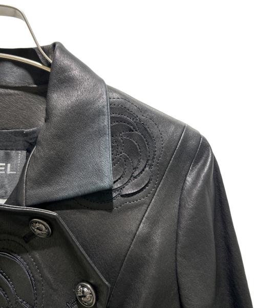 CHANEL（シャネル）CHANEL (シャネル) Camellia Leather Jacket/カメリアレザージャケット/P38721C00123 ブラック サイズ:34の古着・服飾アイテム